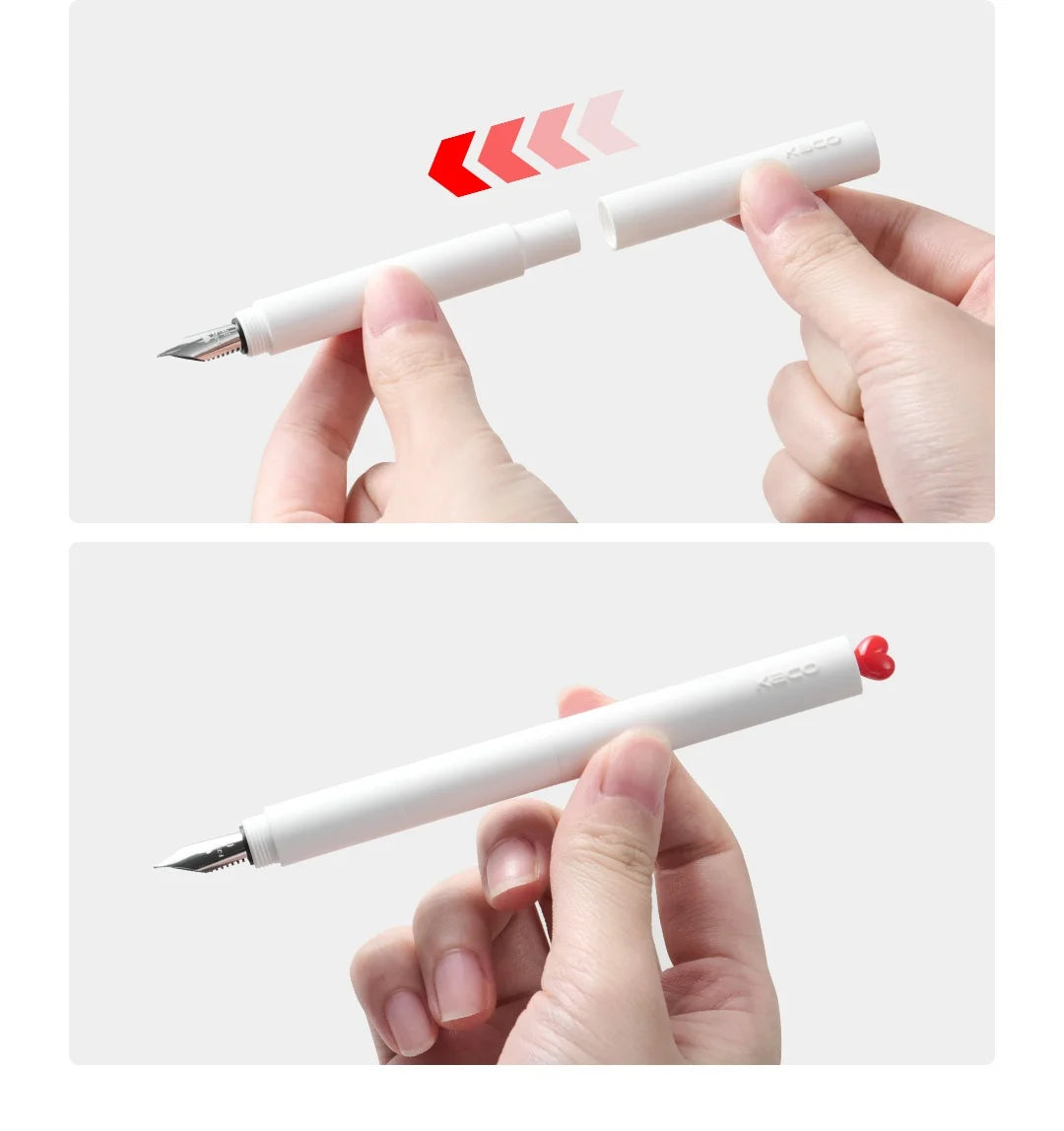CowLost | product_id-kaco-first-love-fountain-pen-rotating-cap-ef-fine-nib-pocket-size-black-white-smooth-writing-calligraphy-gift |12