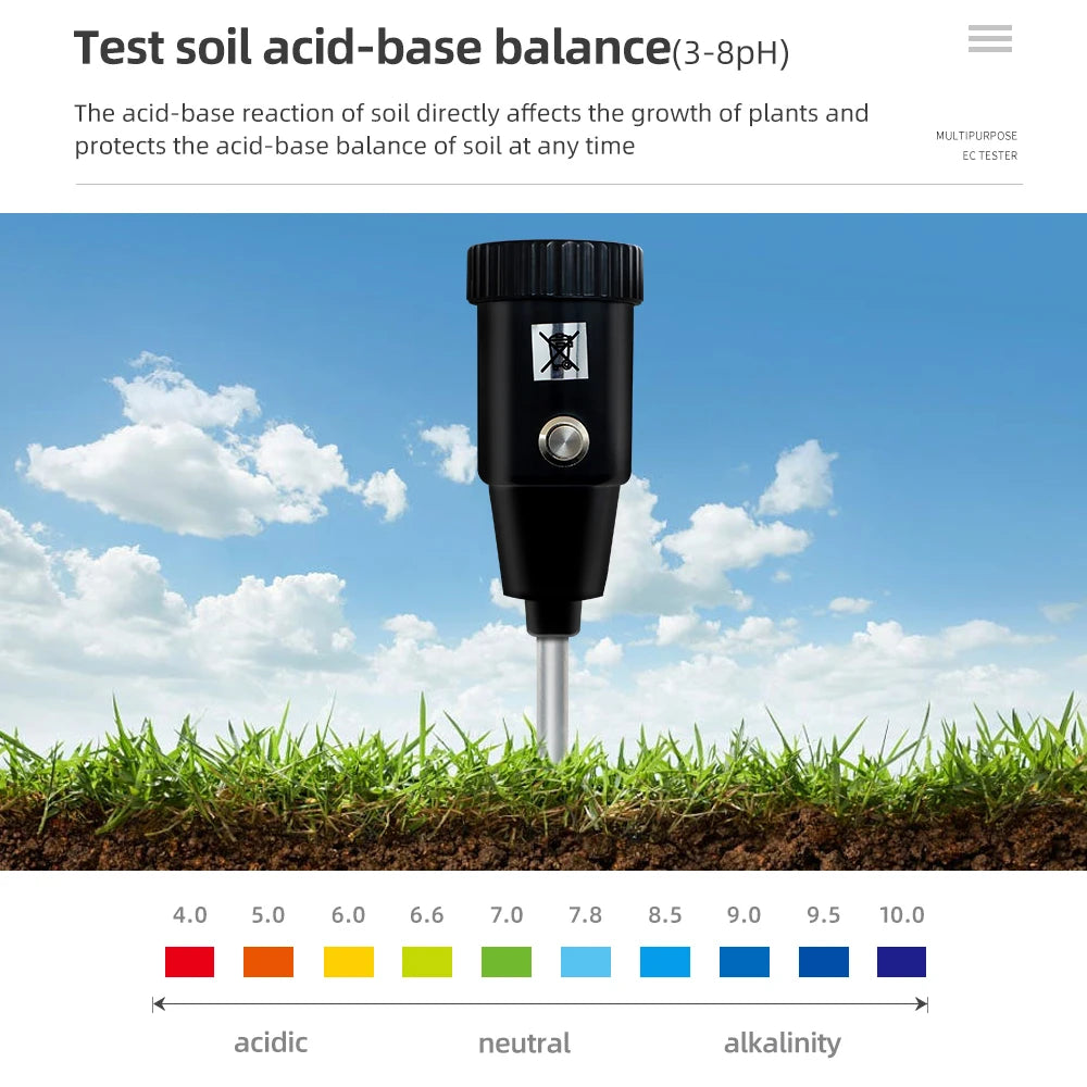 Handheld Digital Soil PH & Moisture Tester Waterproof Meter for Garden Plants