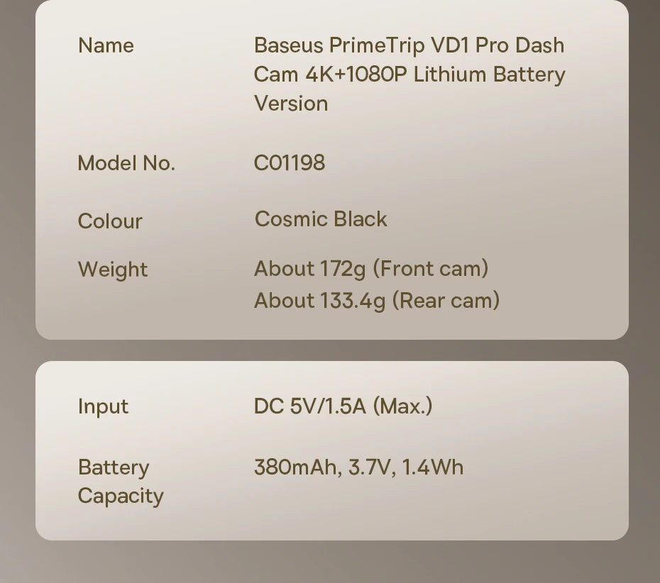 CowLost | baseus-vd1-pro-4k-1080p-dash-cam-uhd-car-camera |25