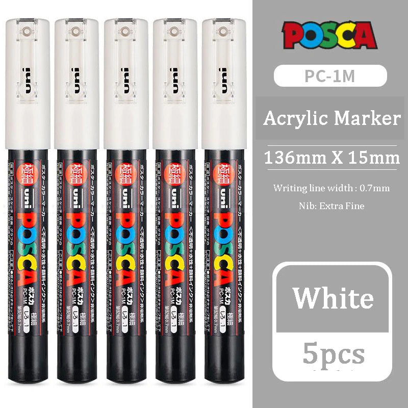 CowLost | product_id-uni-posca-waterproof-water-based-acrylic-marker-pens-8-colors-including-white-black-gold-silver |9