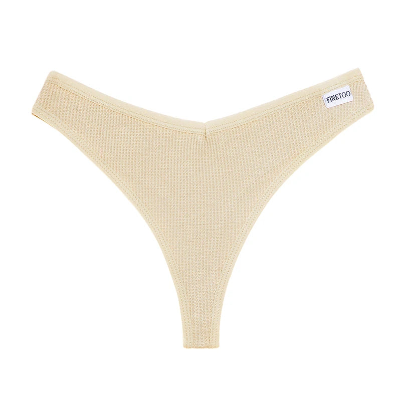 CowLost | activewear-pants-3pcs-cotton-waffle-women-s-sexy-thong-panties-set |26