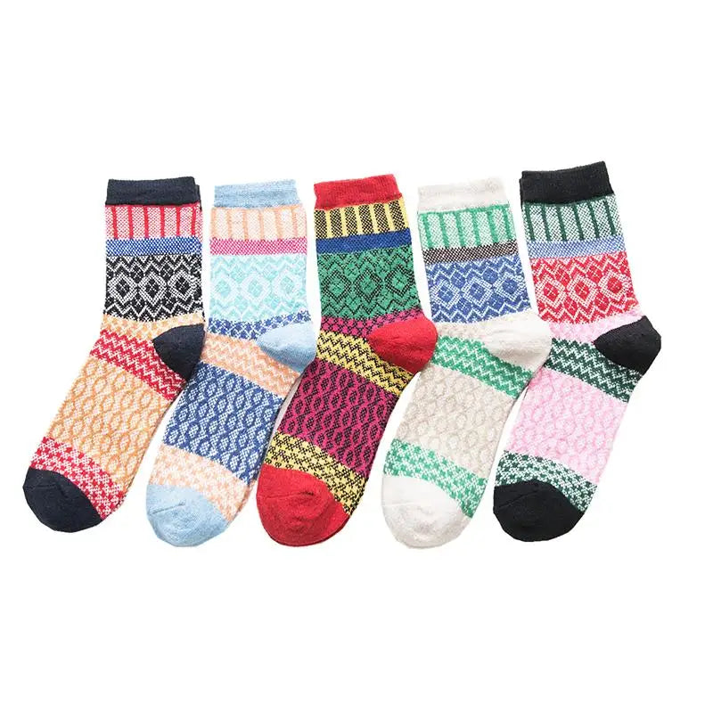 CowLost | sporting-goods-5-pairs-winter-thick-warm-women-vintage-socks |27