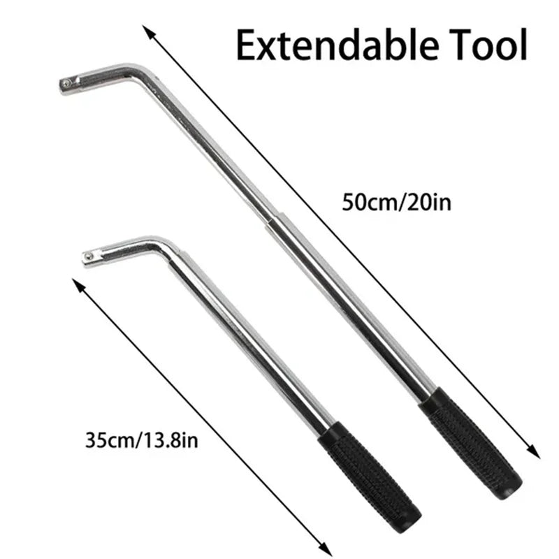 CowLost | extendable-lug-nut-wrench-with-chrome-vanadium-17-19-21-23mm-socket-for-easy-tire-repair-l-type-sockets-nut-kit-emergency-tools |6