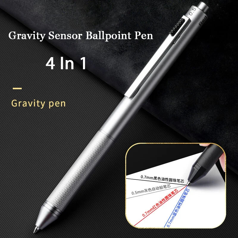 CowLost | product_id-metal-4-in-1-gravity-gel-pen-0-7mm-black-red-blue-mechanical-pencil-press-type-quick-dry-ballpoint |2