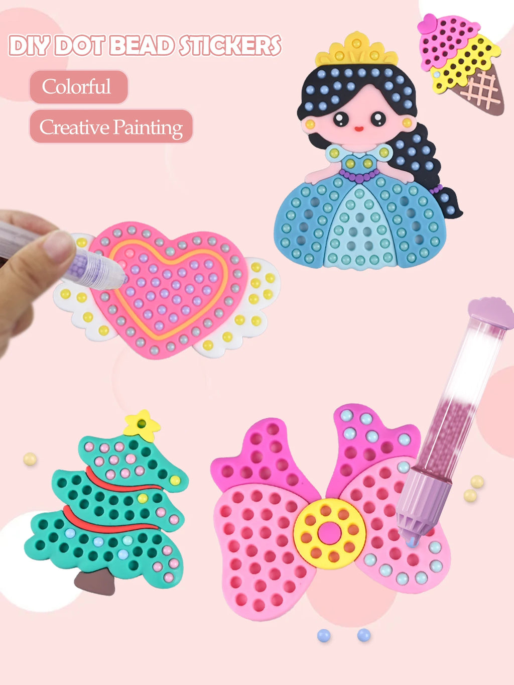 CowLost | product_id-diy-beads-pen-toy-set-handmade-creative-sticker-princess-rainbow-bow-girl-gift |7