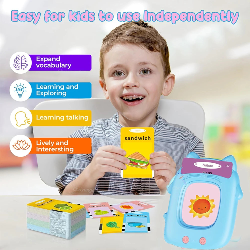 Talking Flashcards Learning Machine with Audio for Toddlers - English, Spanish, Italian, Arabic Educational Toy Gift