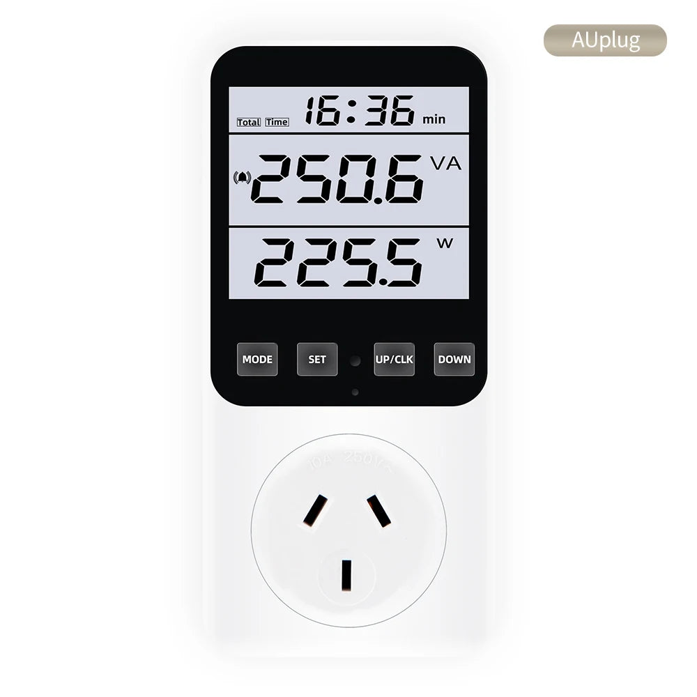 Digital Wattmeter AC Power Meter Socket Analyzer 220V EU Plug Energy Voltmeter Ammeter Electricity Cost Monitor