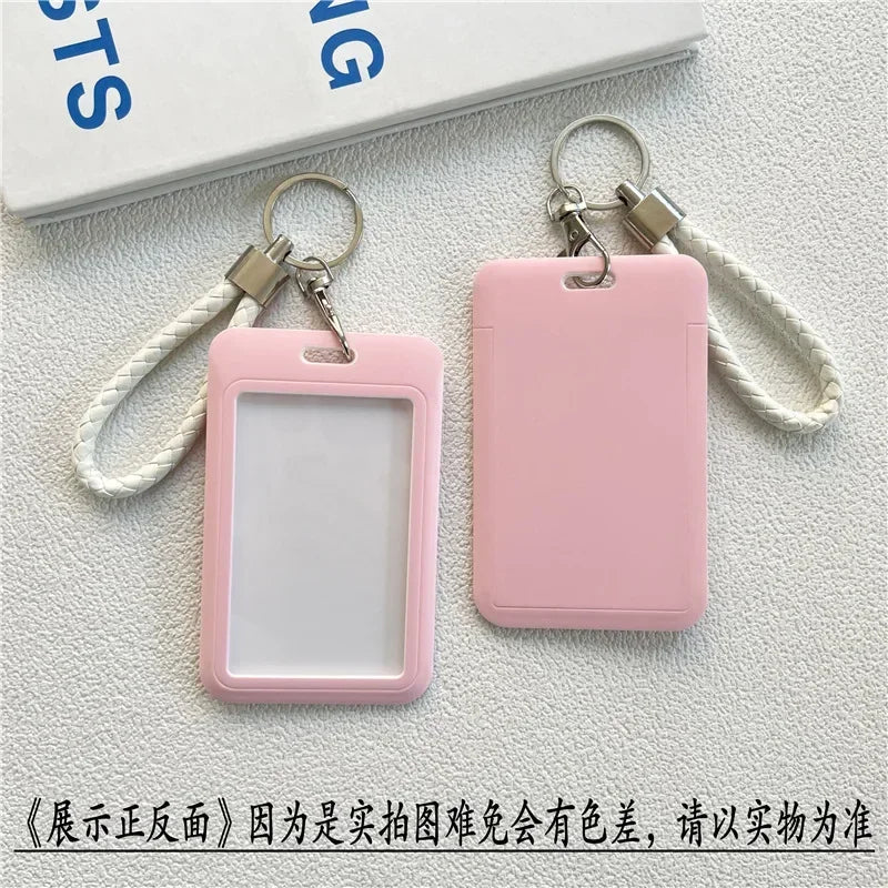 1Pc Solid Color Student Bus ID Card Protective Cover