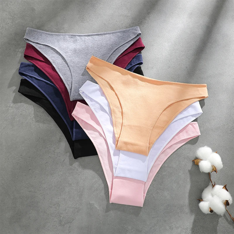 CowLost | activewear-pants-4pcs-women-s-seamless-low-waist-cotton-briefs-solid-color-panties |14