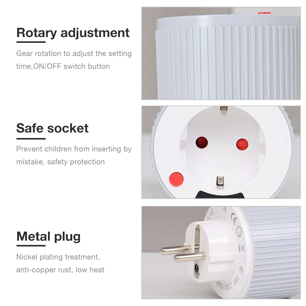 12/24H Countdown Timer Socket EU Plug 16A 230V Scheduled Charging Switch for Lighting
