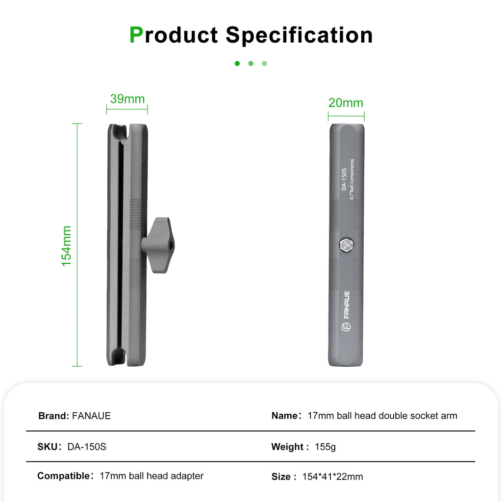 CowLost | product_id-fanaue-aluminum-double-socket-arm-17mm-ball-motorcycle-phone-gps-holder-for-garmin |7
