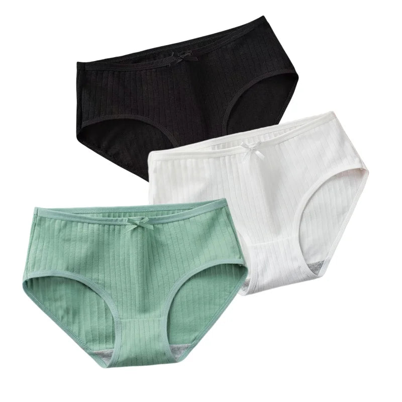 CowLost | product_id-3pcs-women-low-waist-solid-briefs-breathable-cotton-panties |25