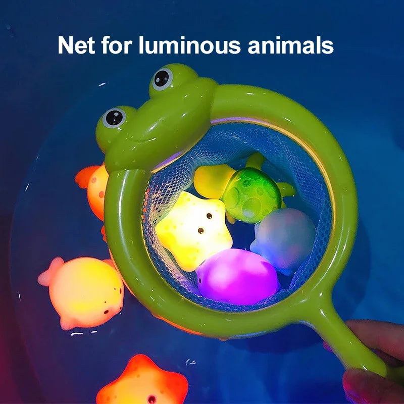 LED Light Up Floating Frog Bath Toy for Kids - Soft Rubber Swimming Toy