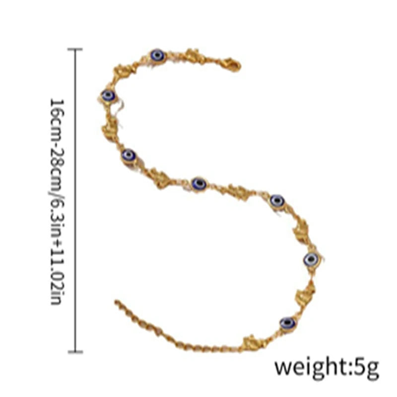 CowLost | elegant-daisy-flower-anklets-for-women-bohemian-blue-turkish-eyes-elephant-metal-chain-ankle-bracelet-summer-beach-foot-jewelry |10