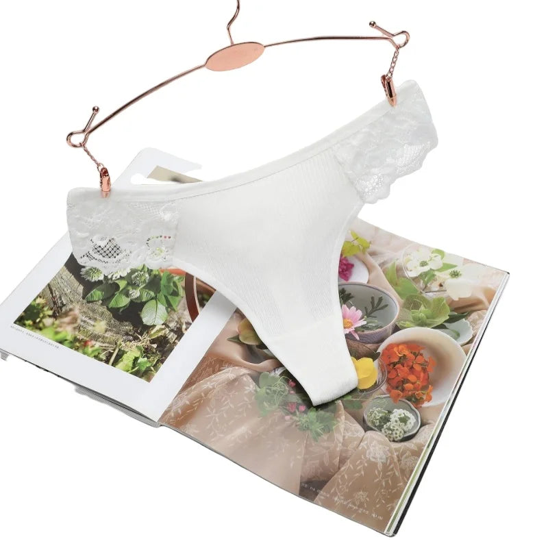CowLost | product_id-4pcs-women-s-cotton-low-waist-lace-trim-solid-color-g-string-thongs-set |11