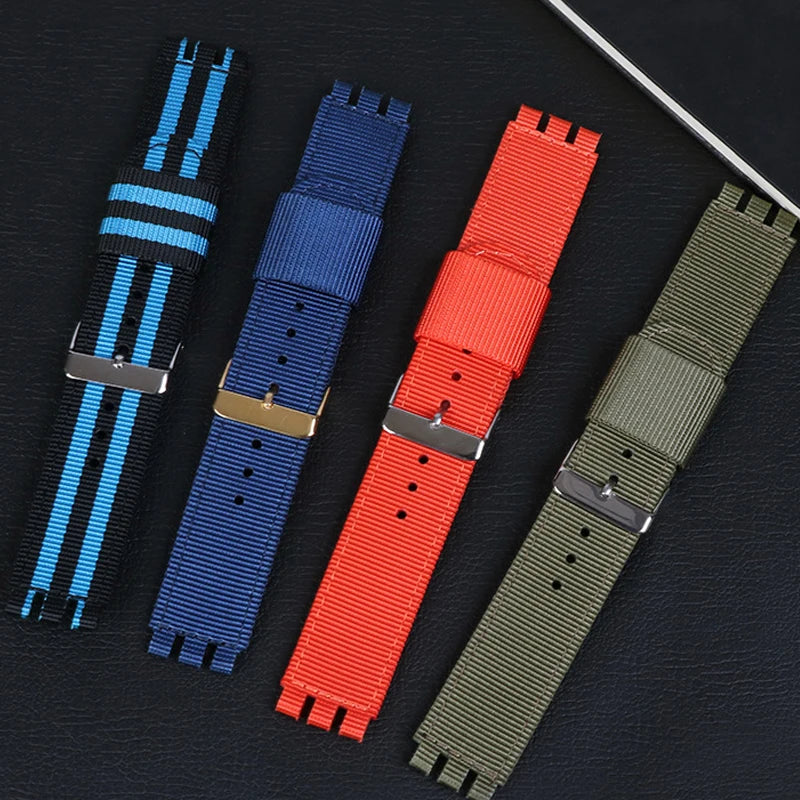 CowLost | product_id-nylon-leather-replacement-wrist-strap-for-swatch-canvas-watchband-17mm-19mm-20mm-unisex |12