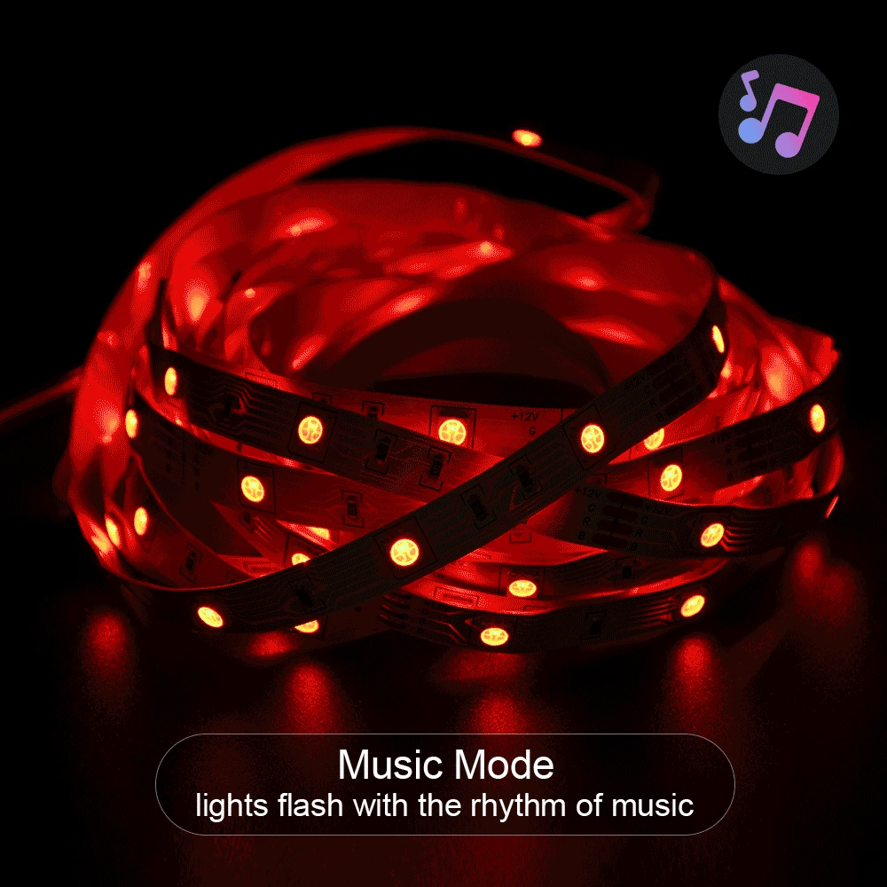 Mexllex RGB LED Strip Light 30M/20M/15M Flexible Tape DC 24V/12V APP & Remote Music Sync