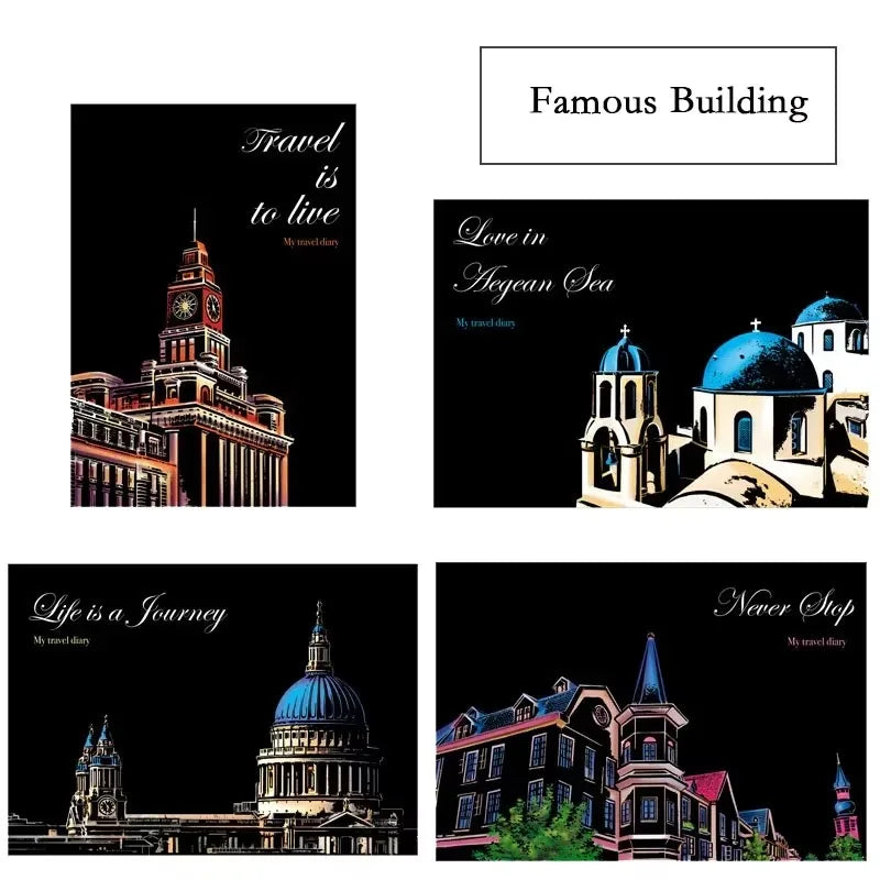 CowLost | product_id-4-pcs-a4-diy-scratch-painting-set-with-cartoon-animals-night-view-designs |34