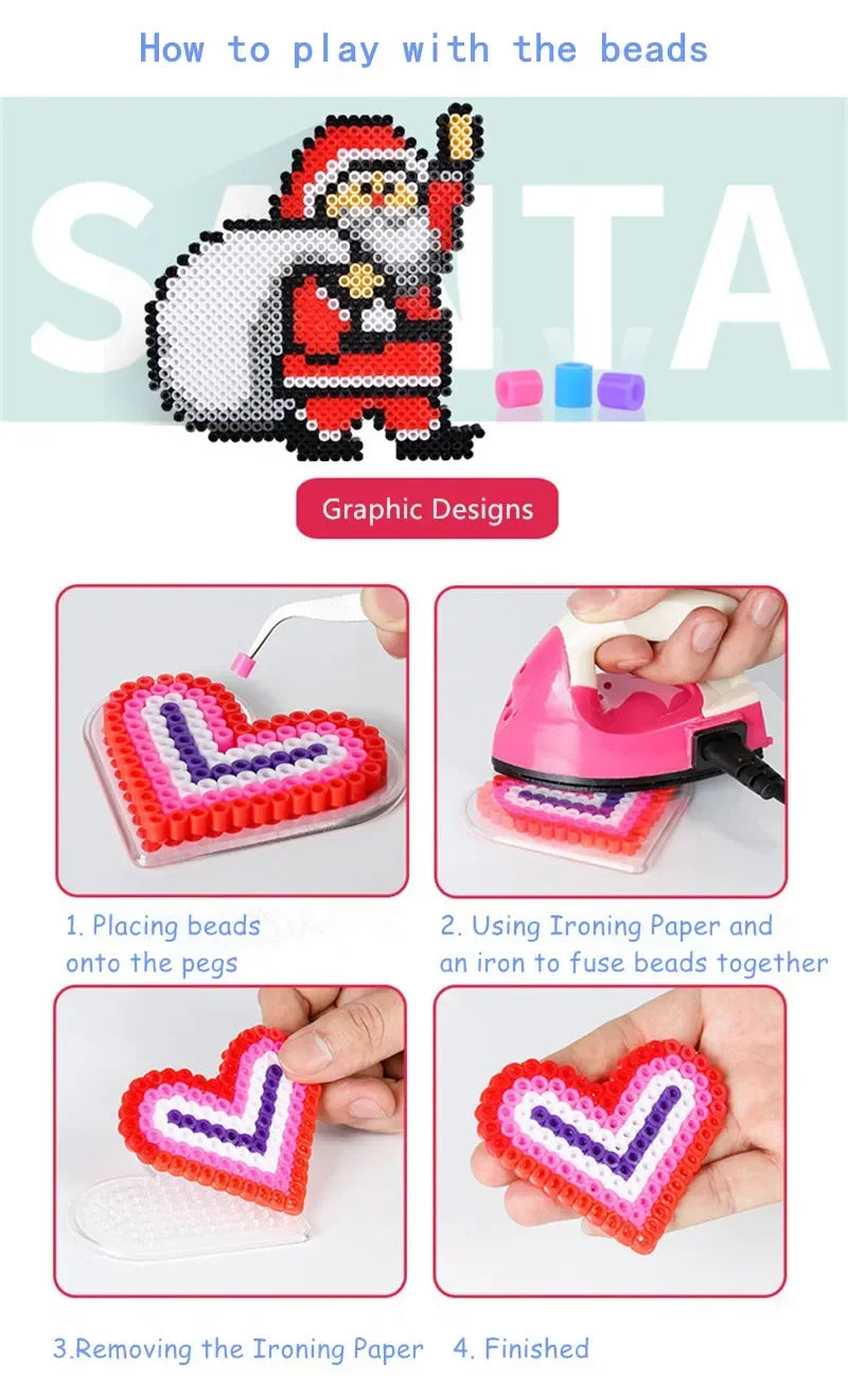 2.6mm Perler Beads Square Pegboard Puzzle Educational DIY Toys for Kids