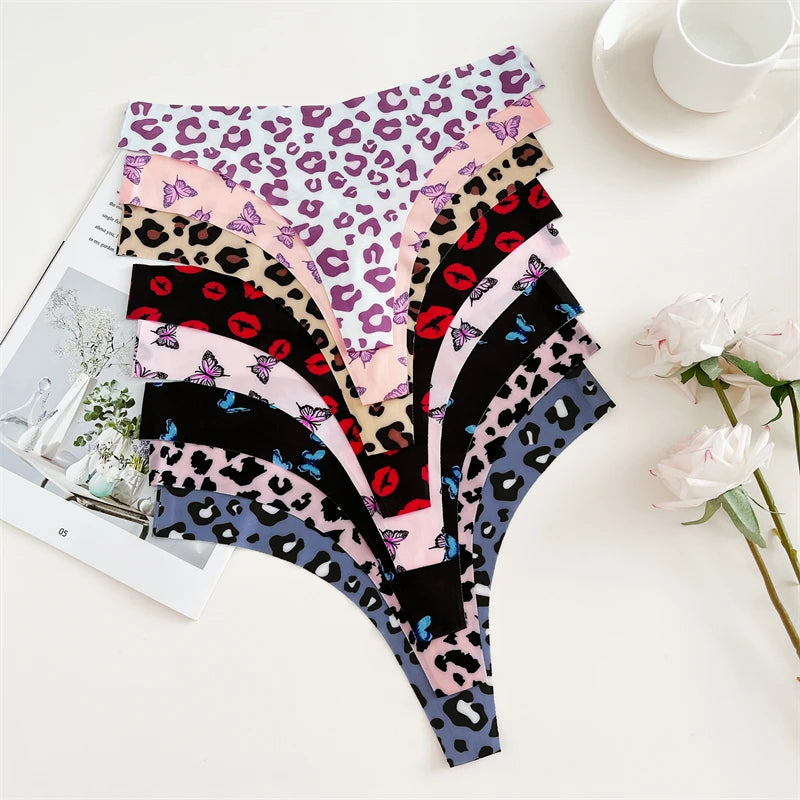 CowLost | activewear-pants-3pcs-womens-ice-silk-seamless-low-waist-leopard-thongs |15
