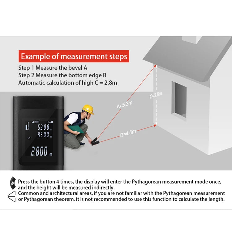 40M Rechargeable Handheld Infrared Laser Distance Meter Rangefinder for Decoration