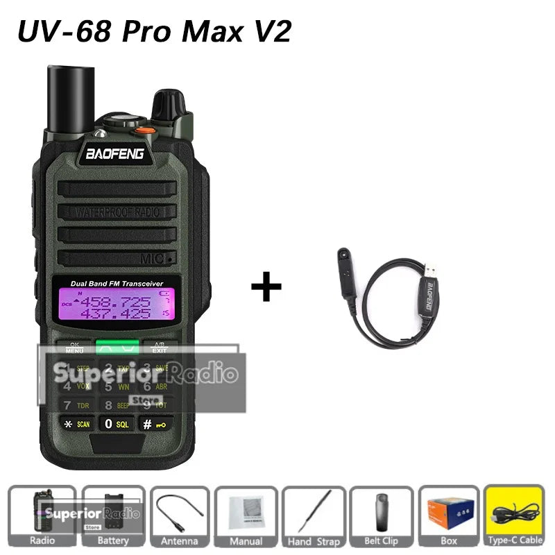 CowLost | mobile-phone-cases-baofeng-uv-68-pro-max-v2-walkie-talkie-ip67-waterproof-usb-c-charger-long-range-fm-radio-128-channels |29