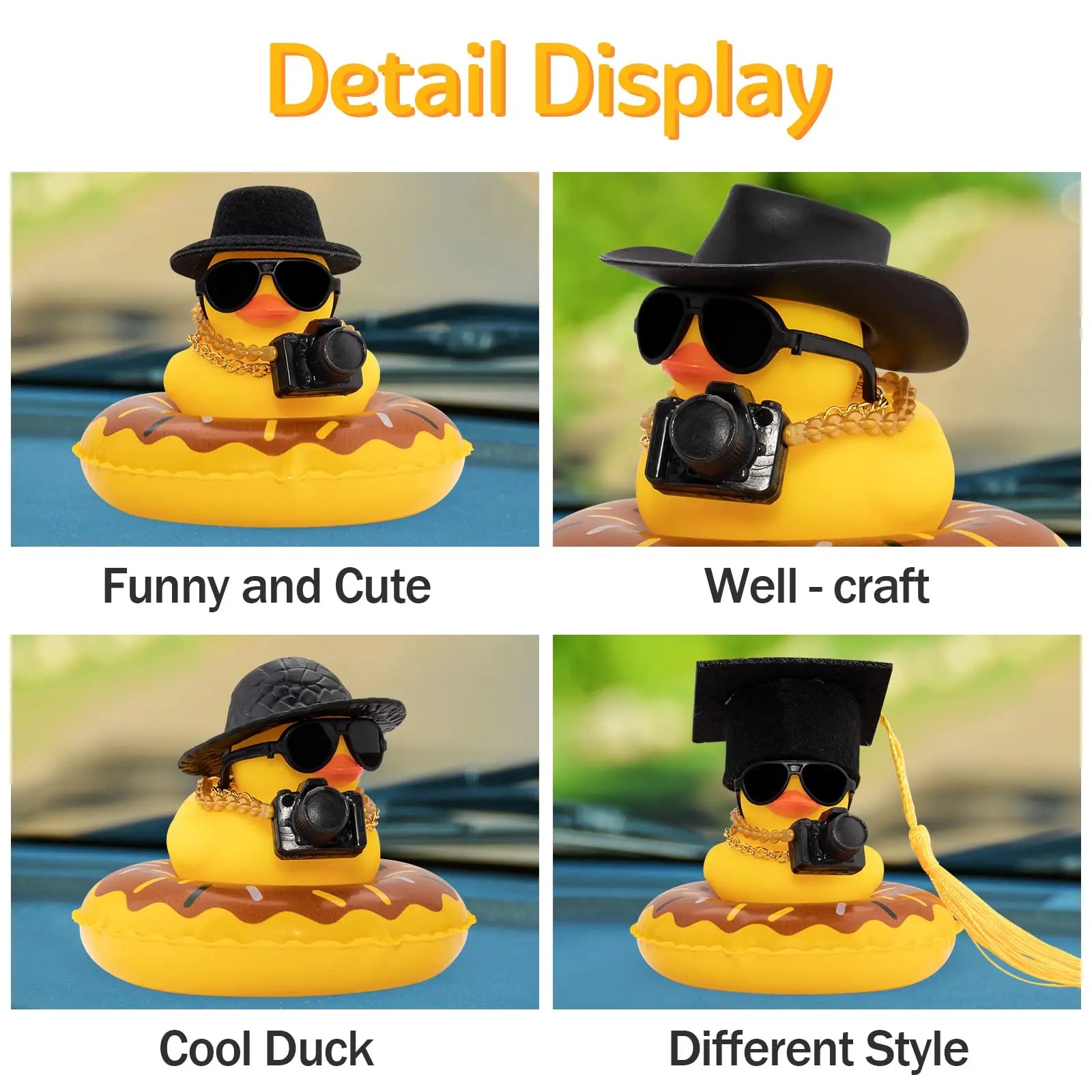 CowLost | product_id-duck-car-dashboard-rubber-duck-with-mini-hat-swim-ring-necklace-sunglasses-ornament |4