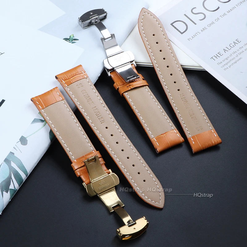 CowLost | product_id-leather-watch-band-16-24mm-unisex-with-metal-butterfly-clasp-and-gift-box |4