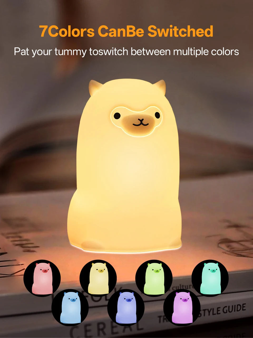 CowLost | product_id-pear-usb-rechargeable-7-color-dimmable-touch-silicone-pat-duck-night-light |34
