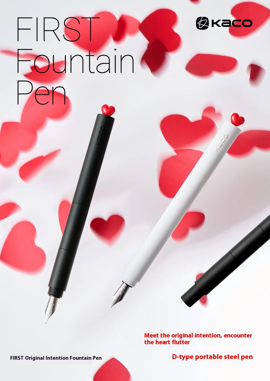 CowLost | product_id-kaco-first-love-fountain-pen-rotating-cap-ef-fine-nib-pocket-size-black-white-smooth-writing-calligraphy-gift |7