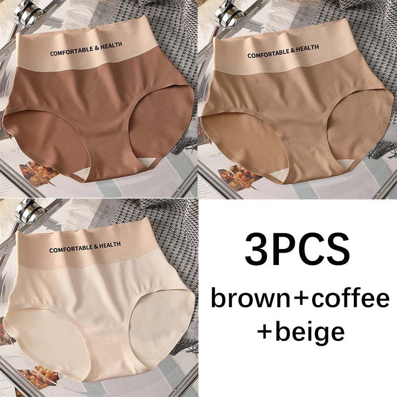 CowLost | fallsweet-3pcs-seamless-panties-for-woman-ice-silk-underwear-high-waist-briefs-solid-comfortable-underpants-sexy-female-lingerie |19