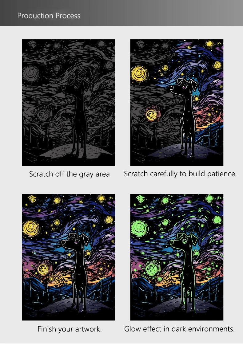 CowLost | product_id-a3-diy-noctilucent-scratch-painting-kit-castle-starry-cat-dolphin-landscape-night-scenes |12