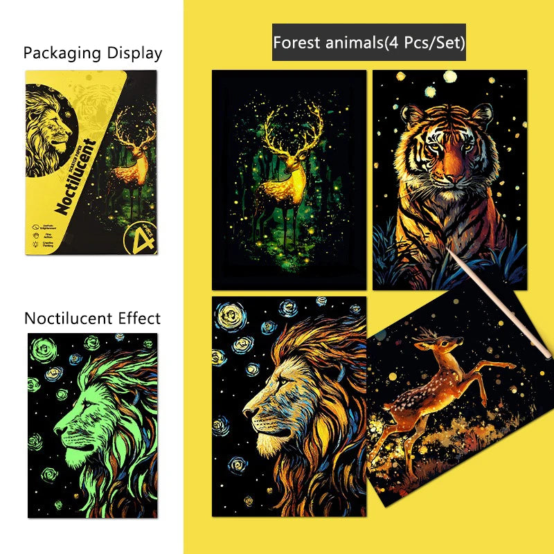 CowLost | product_id-4pcs-a5-diy-scratch-painting-set-cherry-blossoms-classical-buildings-landscapes-animals |29
