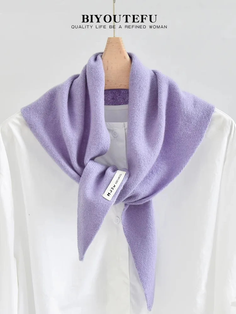 CowLost | australian-wool-knitted-triangle-scarf-shawl-womens-autumn-winter-warm-neck-protection-scarf |17