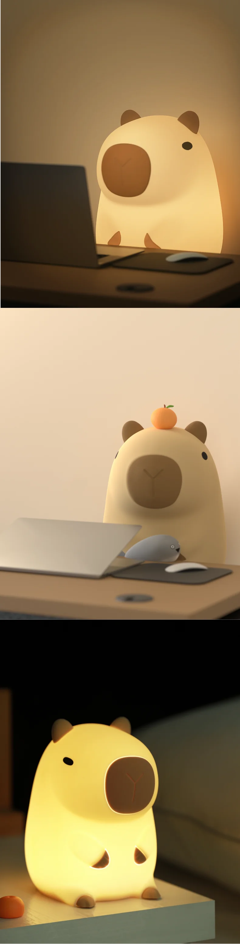 CowLost | product_id-cartoon-capybara-usb-rechargeable-silicone-night-light-with-dimming-and-timer |8