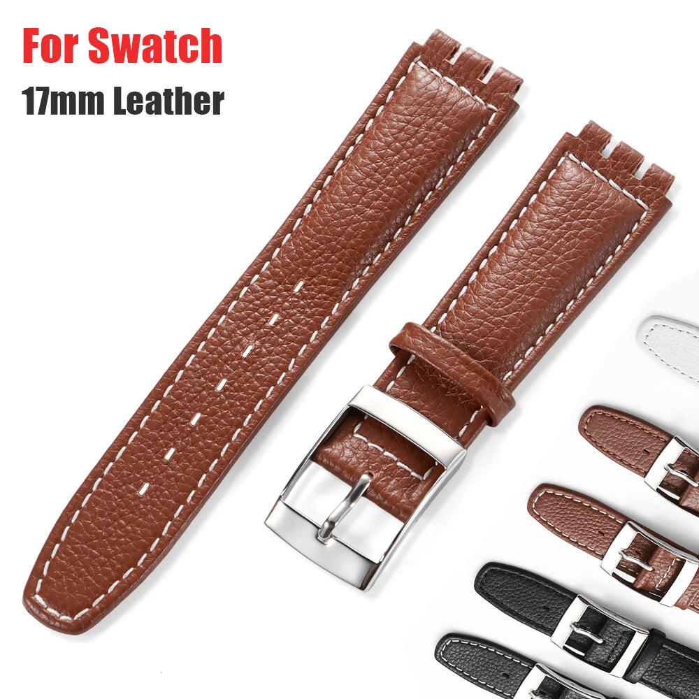 CowLost | product_id-17mm-waterproof-leather-sport-watch-strap-for-swatch-with-metal-pin-buckle |1