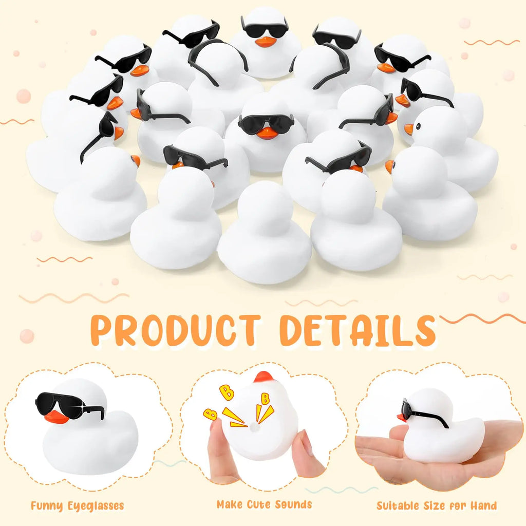 CowLost | product_id-6-12-24-48pcs-white-mini-rubber-duck-bath-toys-squeak-float-for-toddlers |2