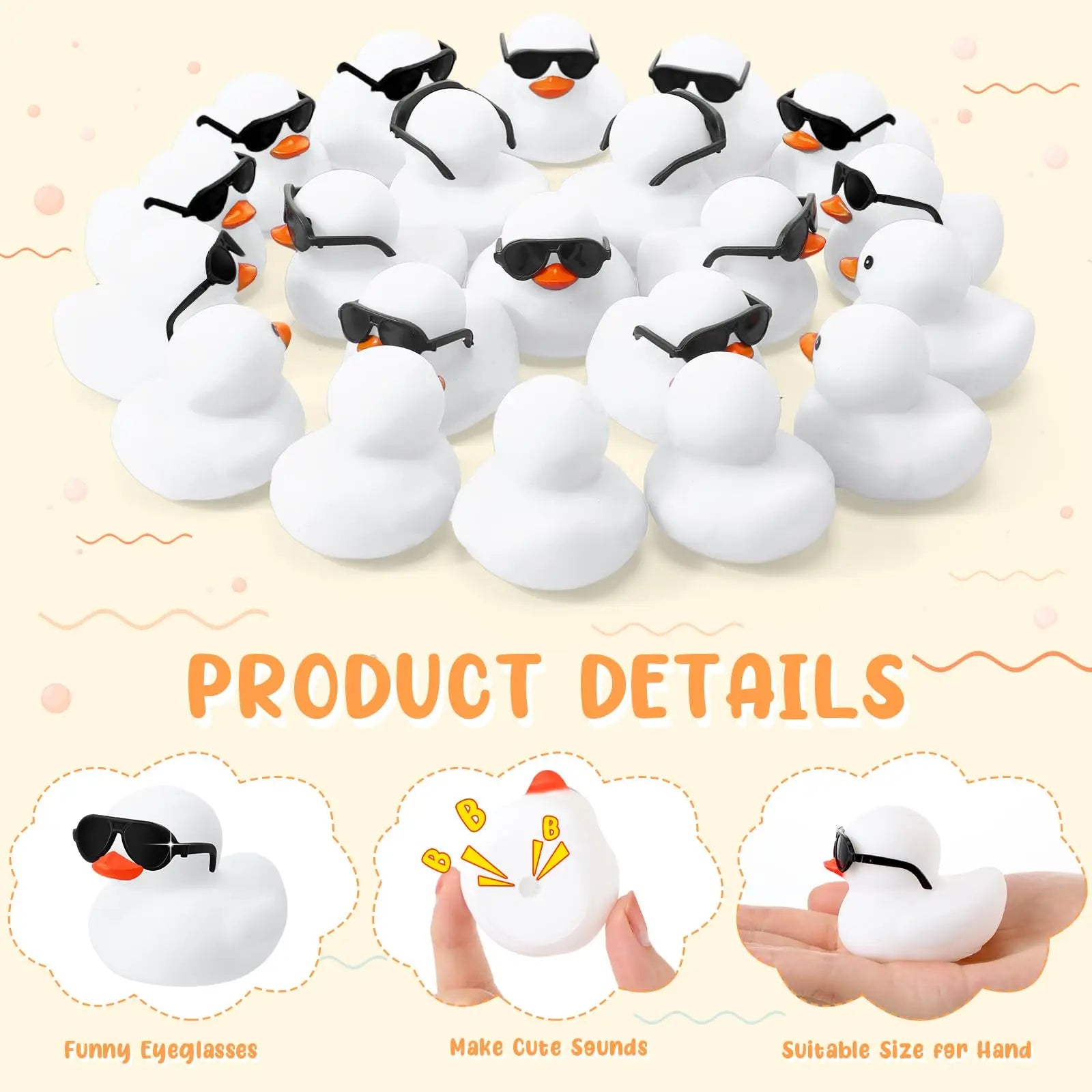 CowLost | product_id-6-12-24-48pcs-white-mini-rubber-duck-bath-toys-squeak-float-for-toddlers |7