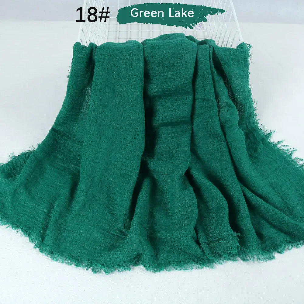 180X90CM Muslim Women Crinkle Hijab Soft Cotton Scarf
