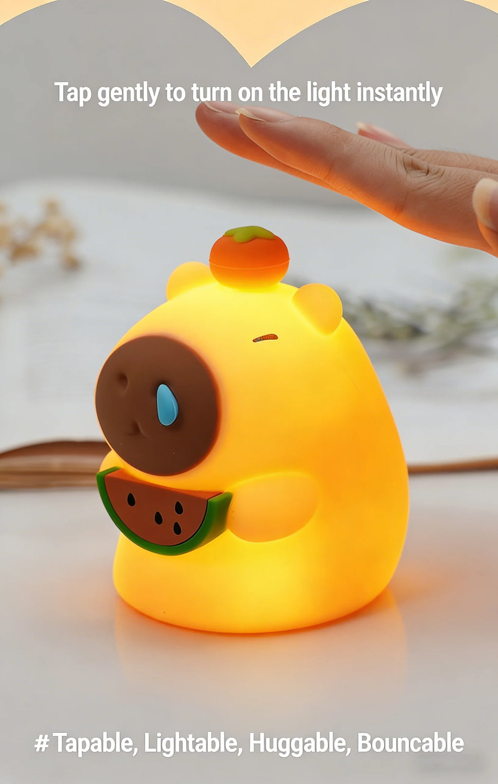 CowLost | cute-pear-night-light-7-color-dimmable-touch-controlled-night-light-silicone-stress-reducing-pat-duck-lamp-usb-rechargeable-1 |11