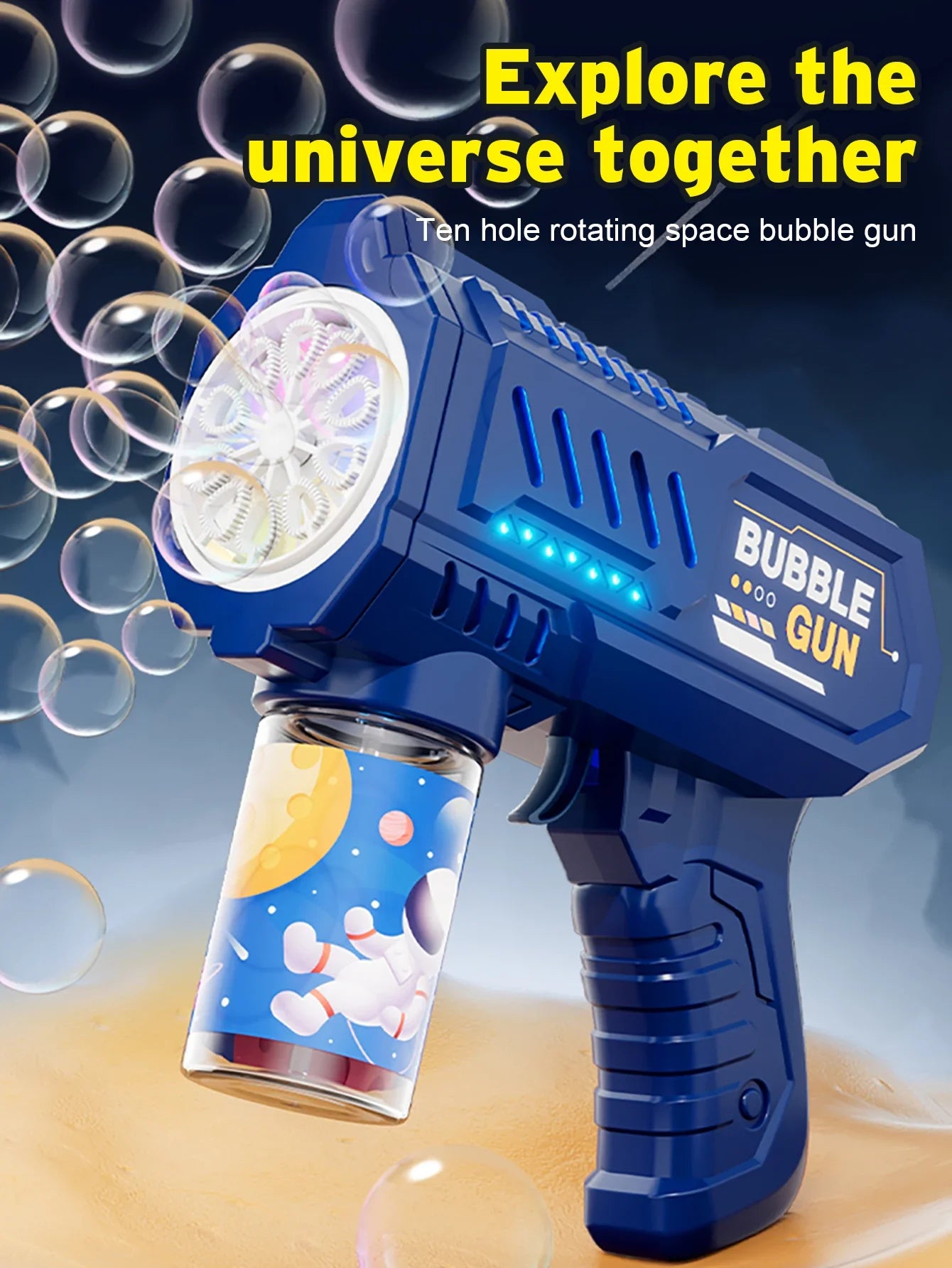 Automatic Bubble Gun Rocket Blower with Bubble Liquid Toy for Kids Outdoor Beach Gifts