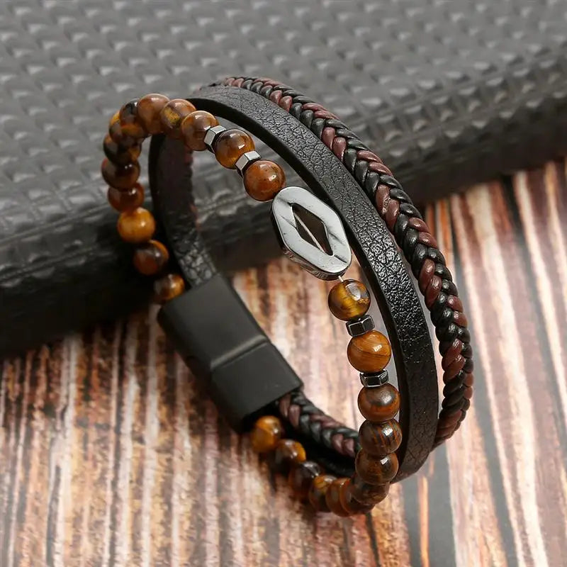 CowLost | fashion-braided-rope-woven-multilayer-leather-men-bracelets-punk-mental-magnet-bangle-for-friend-charm-jewelry-gifts |15