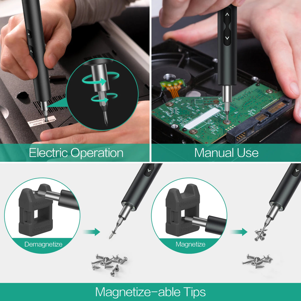 28-in-1 Cordless Electric Screwdriver Set Rechargeable Magnetic Bits for Phone Laptop Repair