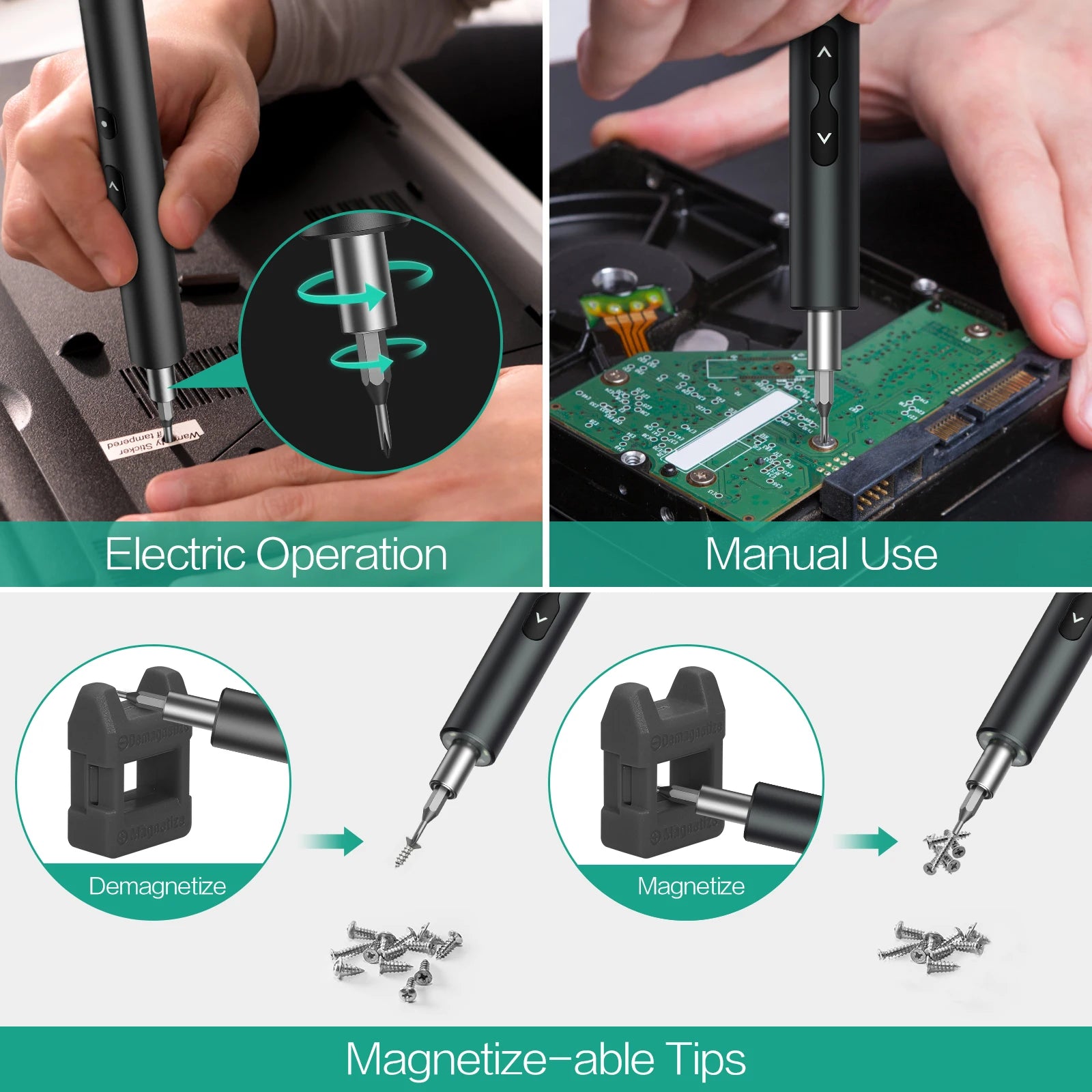 28-in-1 Cordless Electric Screwdriver Set Rechargeable Magnetic Bits for Phone Laptop Repair