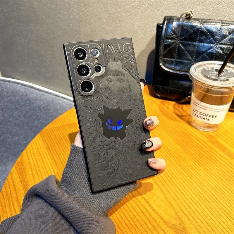 CowLost | anime-gengar-faux-leather-laser-wristband-shockproof-phone-case-for-samsung-galaxy-s25-s24-s23-s22-ultra-plus-a56-a55-a54 |13