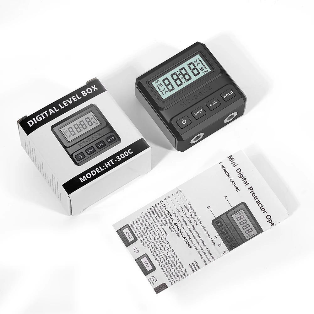 Mini Digital Protractor 90° Inclinometer LCD Angle Gauge with Magnet for Woodworking & Home Use