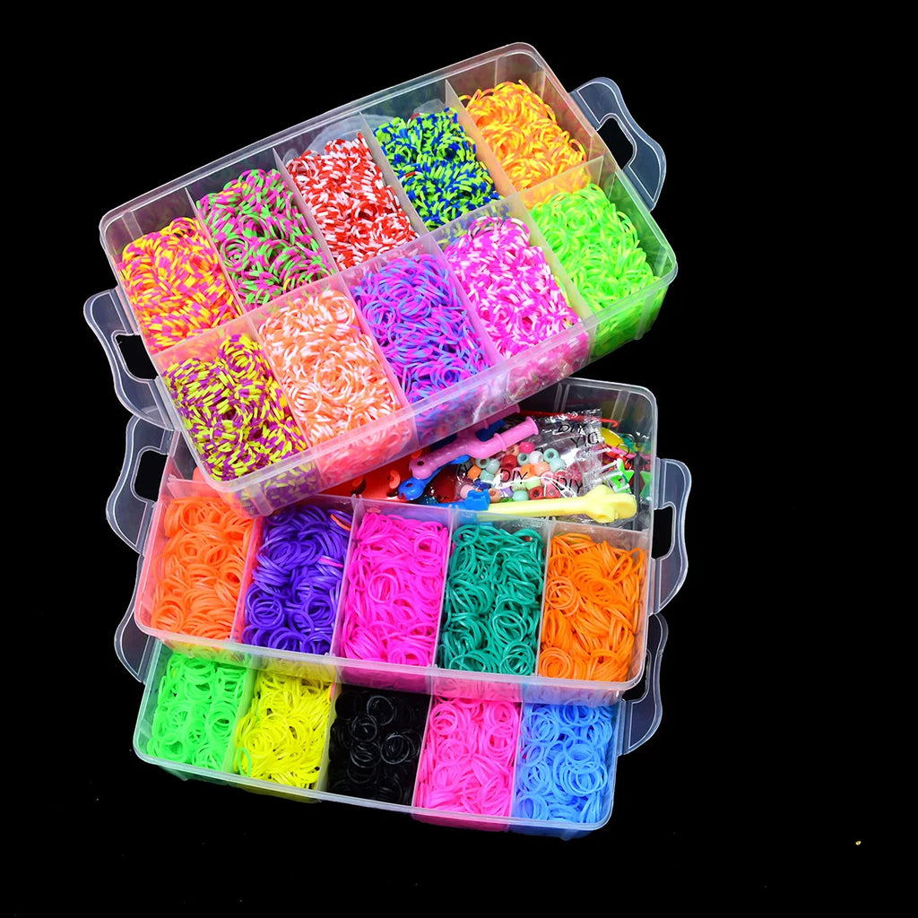 Creative Colorful Loom Bands Bracelet Making Kit DIY Rubber Band Craft Toys for Girls