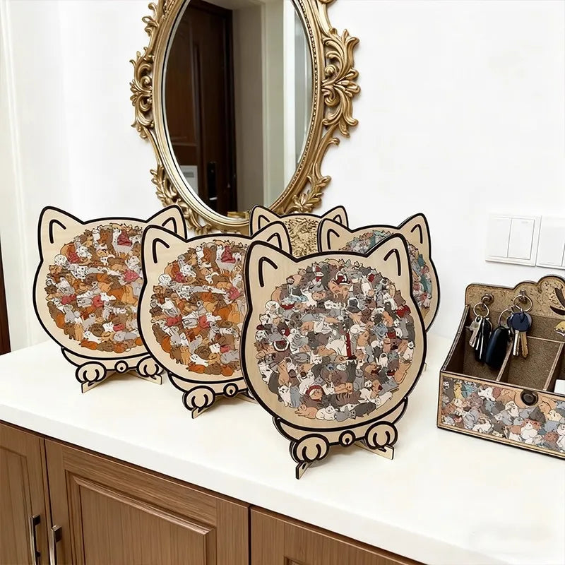 CowLost | product_id-colored-cat-wooden-jigsaw-puzzle-unique-animal-shape-creative-gift |6