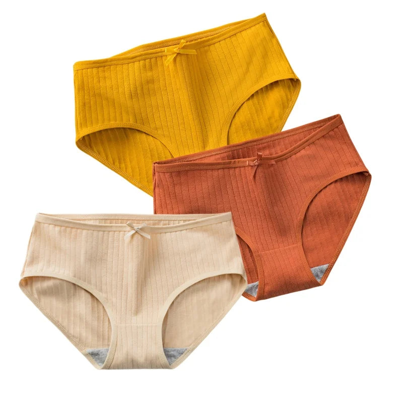 CowLost | product_id-3pcs-women-low-waist-solid-briefs-breathable-cotton-panties |37