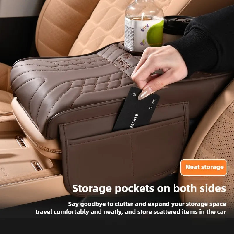 CowLost | product_id-universal-car-armrest-cover-with-2-side-pockets-2-cup-holders-tissue-box-holder-fits-most-cars-suvs-trucks |4